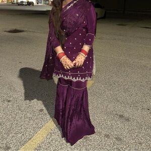 Deep Purple Embellished Garaara Set